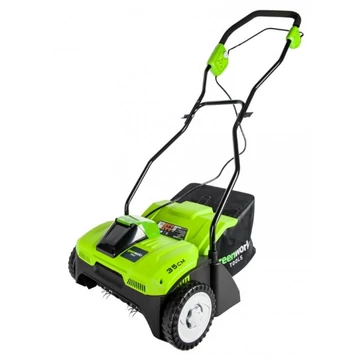 Gyepszellőztető gyűjtős akkumulátoros Greenworks G40DT35 40 v, 35 cm, rugós tengely, akku-töltő nélk