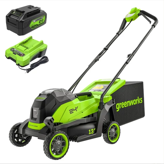 Fűnyíró fűgyűjtős akkumulátoros készlet Greenworks MO24L411-01 33cm 24v 4ah akkumulátor és 2a töltő