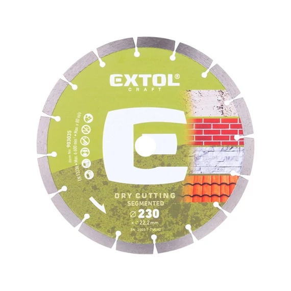 gyémántvágó szegmenses; 230×22,2mm, max.6.650 f/min