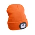 Kép 1/2 - sapka, neon-narancs, kötött, kivehető LED homloklámpával, 4×25 Lumen; USB tölthető Li-ion akku, 3funkció (100%-75%-50%)
