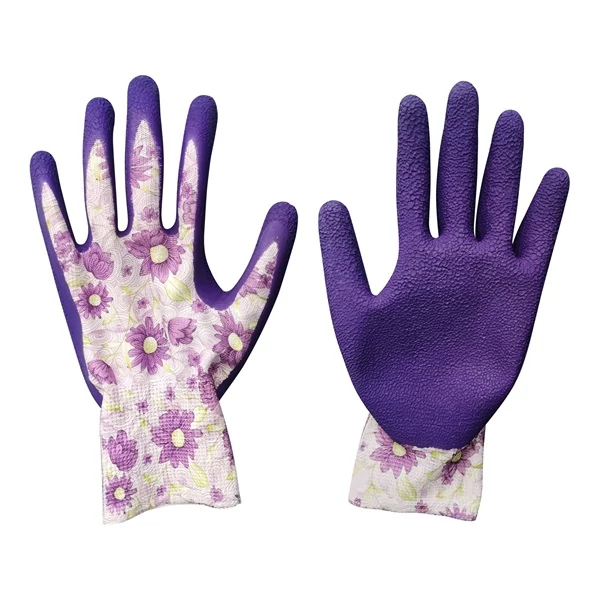 kerti kesztyű, virágmintás, poliészter, méret: 7` latexbe mártott teny. és ujjhegy., gumírozott mandzsetta, Extol Lady