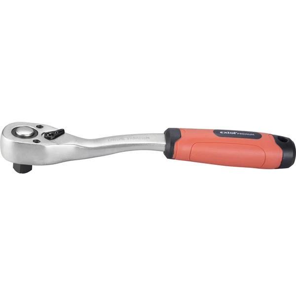 racsnis hajtókar, CV., 45 fog, hajlított szár, csúszásgátló TPR markolat; 3/8